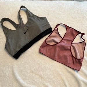 Pair of like new sports bras- Grey Nike Pro & Aerie Cranberry - Both size small